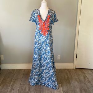 [Roberta Roller Rabbit] Blue/White Embroidered Dress - Size Medium